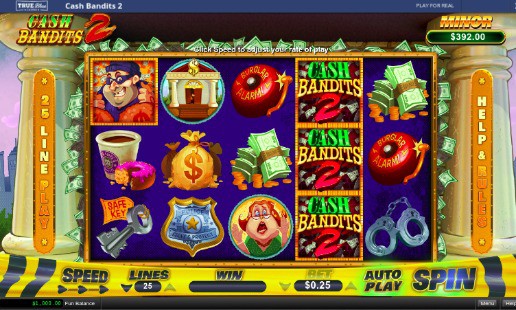 True Blue Casino Review - Cash Bandits 2 Pokie