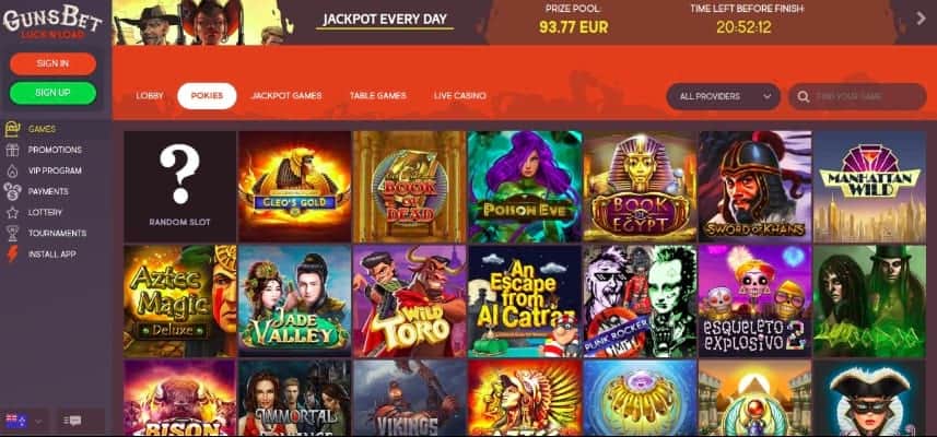 Gunsbet casino - pokies selection