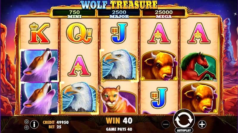 Playing Wolf Treasure Pokie Game at Casino Rocket