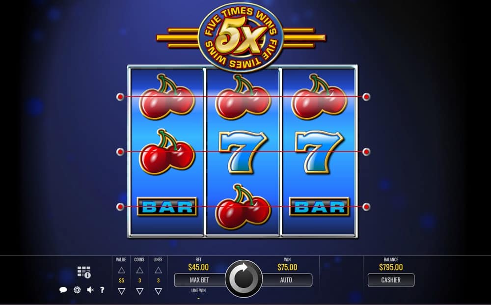 Five Times Wins Pokie by Rival Slots at DuckyLuck Casino