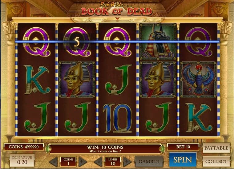 Book of Dead Pokie Game at King Billy Casino