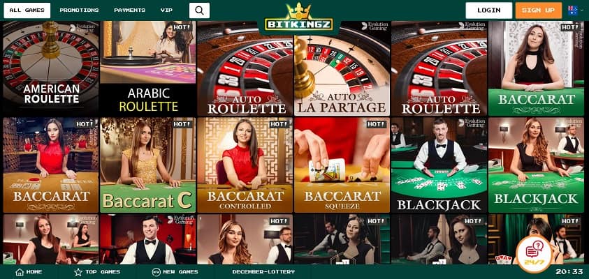 Bitkingz Casino Review - Live Casino Section