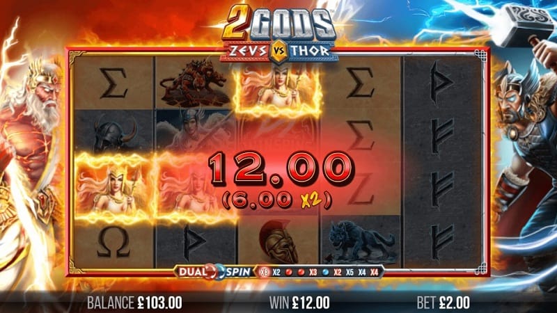 2 Gods Zeus versus Thor Pokie by 4theplayer at Queenspins