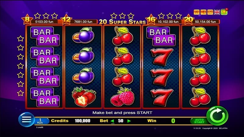 Cobra Casino - 20 Super Stars Pokie by Belatra Games