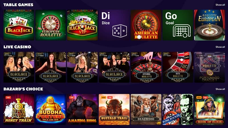 Live Casino Games at Dazard Casino