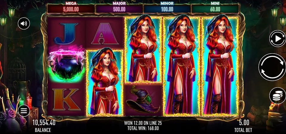 Screenshot of Witch Treasures Pokie Game by GameBeat