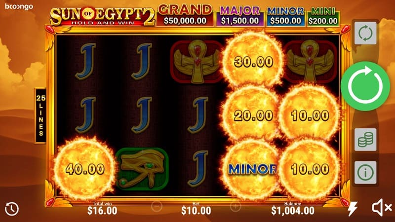 Screenshot of SUN OF EGYPT 2 Pokie by Booongo - Nine Casino Review