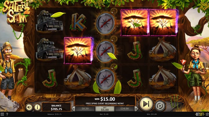 Screenshot of Safari Sam 2 - New Pokie by BetSoft