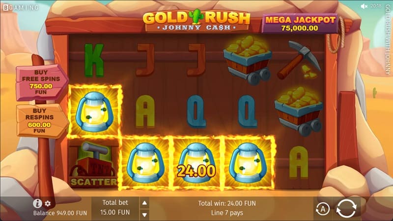 Gold Rush with Johnny Cash Pokie by BGaming - Big Win