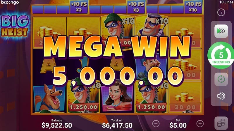 Big Heist Pokie Game by Booongo - Big Win Screenshot