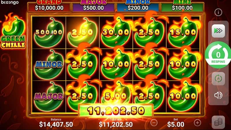 Green Chilli Hold & Win Pokie Game by Booongo - Big Winning Screenshot