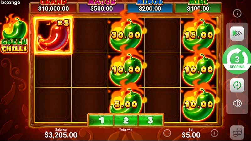 Green Chilli Hold & Win Pokie Game by Booongo - Winning Screenshot