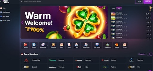 Screenshot of RichPrize Casino Homepage - Review by Pokies365