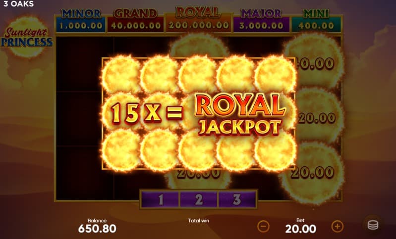 Jackpot Screenshot of Sunlight Princess Pokie Game by Booongo