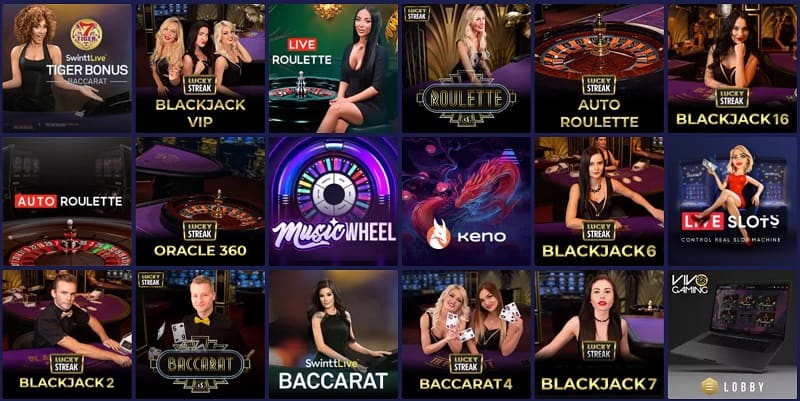 Screenshot of the Live Casino Section at Zotabet Casino